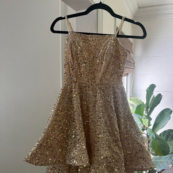 NWT Gold Sequin Homecoming Dress - Picture 2 of 3